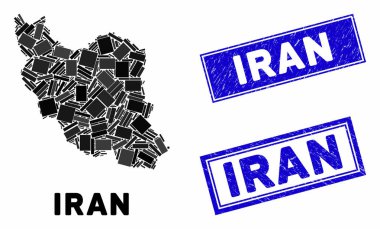 Mozaik İran Haritası ve Tehlike Dikdörtgen Mühürleri