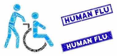 Engelli Taşımacılık Mozaiği ve Grunge Dikdörtgen Filigranı