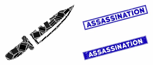 ナイフモザイクと遭難長方形の透かし — ストックベクタ