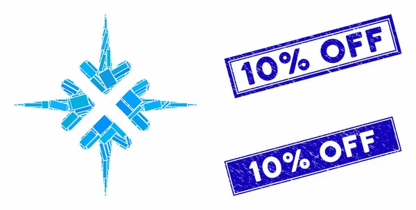 Impact Pfeile Mosaik und zerkratzte Rechteck Wasserzeichen — Stockvektor