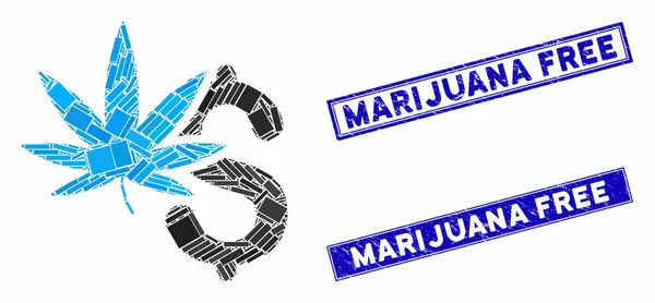 Marihuana-Geschäft und Not-Rechteck-Briefmarken — Stockvektor