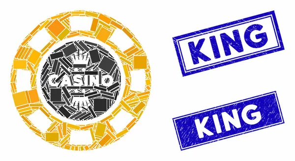 Royal Casino Chip Mosaic e retângulo riscado Marcas d 'água — Vetor de Stock