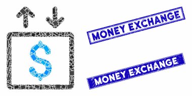 Para Asansörü Mozaiği ve Grunge Dikdörtgen Mühürleri