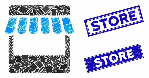 Przechowywać Prostokątne pieczęcie znaczków Mozaiki i Stresu — Wektor stockowy