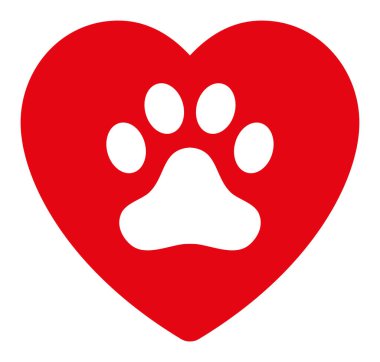 Düz Raster Köpek Love Heart Simgesi