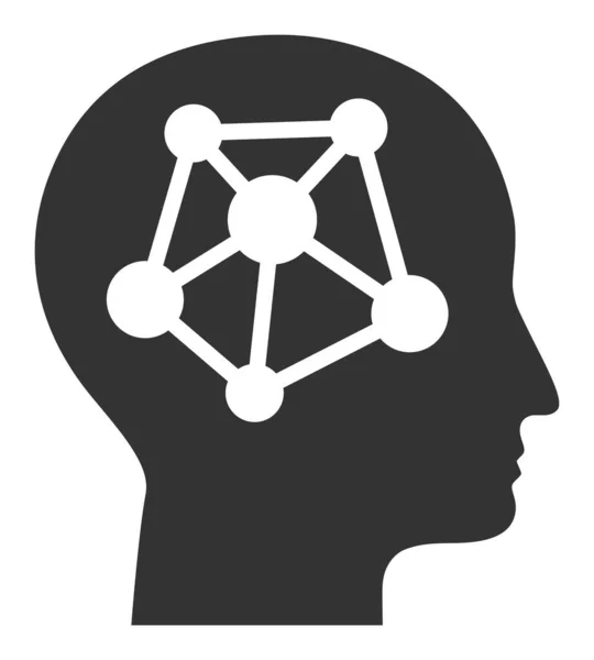 Lapos Raster emberi neurális hálózat ikon — Stock Fotó