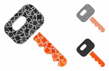 Yıpranmış Ögelerin Otomobil Anahtarı Kompozisyon Simgesi