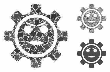 Çarpışan Ögelerin Kızgın Gülümseyen Mozaik Simgesi