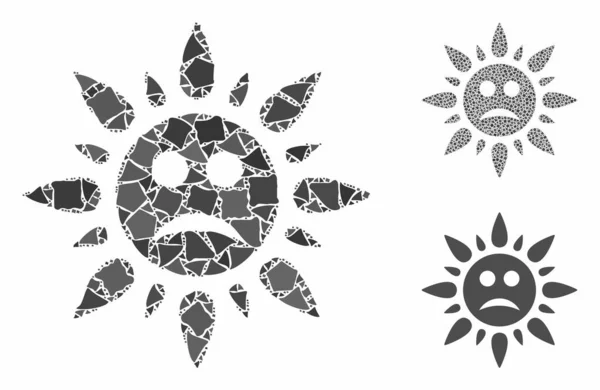 Triste sol luz mosaico icono de piezas desiguales — Vector de stock
