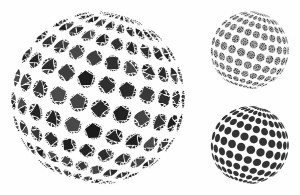 Абстрактная пунктирная сфера Составная икона бугристых элементов — стоковый вектор