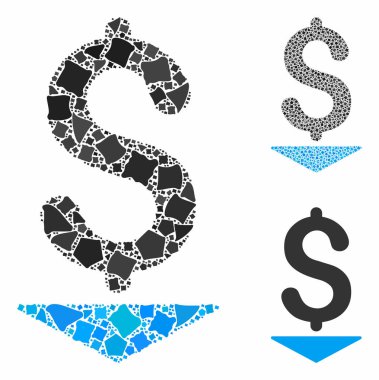 Kabataslak Ögelerin Mozaik Simgesini Dolarlar Aşağı Gönder