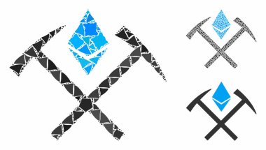Ethereum Madencilik Çekiçleri Humpy Nesnelerinin Mozaik Simgesi