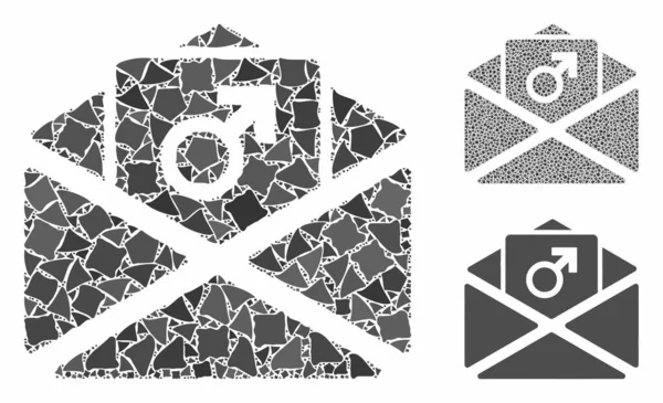 Spam valorizzazione del pene Mosaico Icona di pezzi tremolanti — Vettoriale Stock