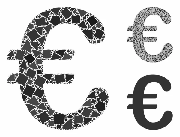 Euro symbol Mosaic Icon of Inequal Elements — Stock Vector
