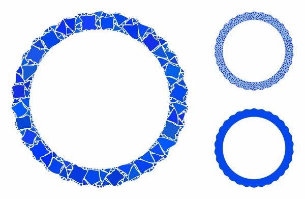 Tanúsítvány rozetta kör alakú keret mozaik ikon Tremulant darab — Stock Vector