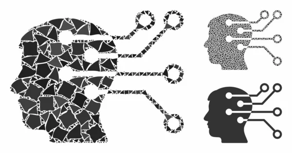 Circuito de interfaz cerebral Icono de mosaico de artículos tuberosos — Archivo Imágenes Vectoriales