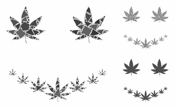 Sonrisa de marihuana Composición Icono de Elementos Irregulares — Vector de stock