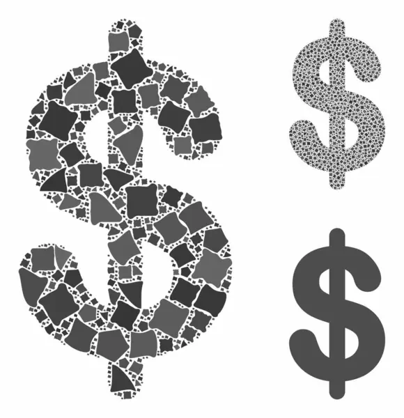 Ícone de mosaico de dólar de itens irregulares — Vetor de Stock