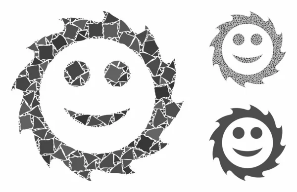 Kreisklinge Lächeln Komposition Ikone der joggly Elemente — Stockvektor