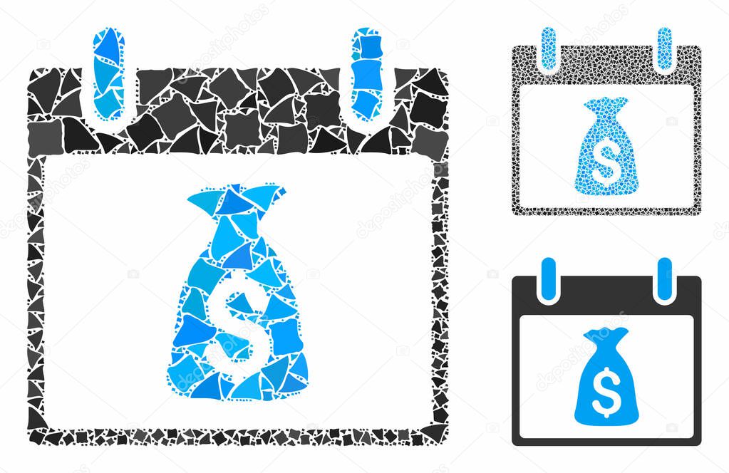 Money bag calendar day Composition Icon of Inequal Elements