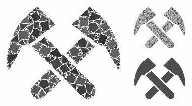 Çarpışan elementlerin Mozaik Simgesini Çekiçle Vuruyor