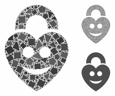 Mutlu aşk kilidi Ragged Parts Mozaik Simgesi