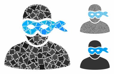 Maskeli Hırsız Eşitsiz Parçaların Mozaik Simgesi