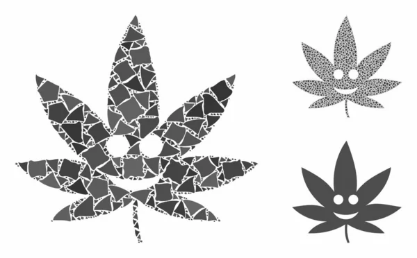 Ícone de mosaico de cannabis feliz de peças joggly —  Vetores de Stock