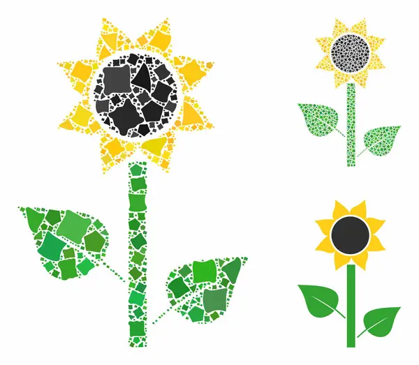 Ηλιοτρόπιο φυτό Σύνθεση Εικόνας των Τρομερών Στοιχείων — Διανυσματικό Αρχείο