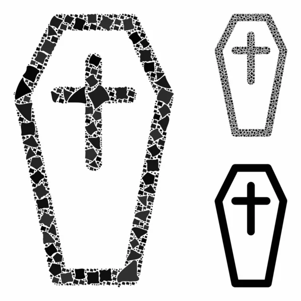 Christian coffin Mosaic Icon of Trembly Elements — Stock Vector
