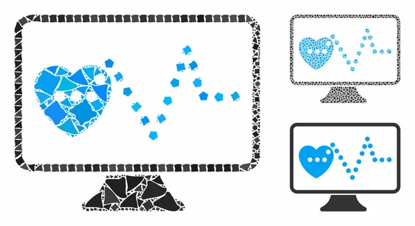 Cardio surveillance Mosaic Icône des éléments agités — Image vectorielle