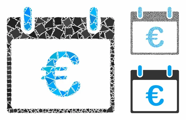 Euro jour calendrier Mosaic Icône de pièces abruptes — Image vectorielle