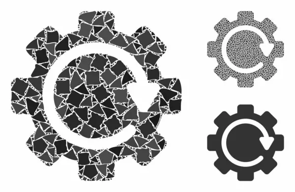 Gear rotation direction Mosaic Icon of Ragged Pieces — Stock Vector