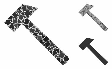 Çekiç aracı Eşitsiz Parçaların Bileşimi Simgesi