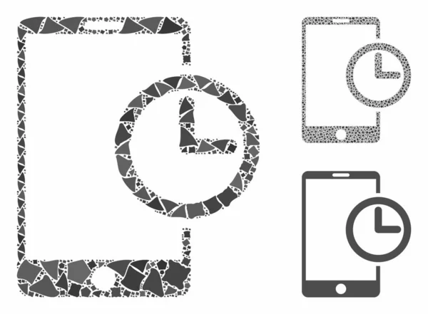 Smartphone time Mosaic Icon of Ragged Pieces — Stock Vector