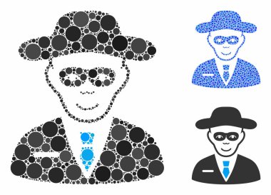 Küresel Ögelerin Güvenlik Ajanı Mozaik Simgesi