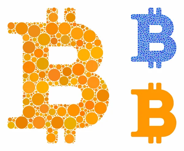 Ícone de composição de símbolos Bitcoin de pontos redondos —  Vetores de Stock