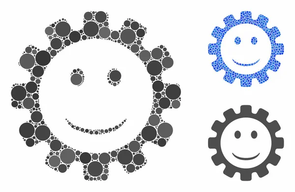 Gear Smiley Σύνθεση εικονίδιο του κύκλου Dots — Διανυσματικό Αρχείο