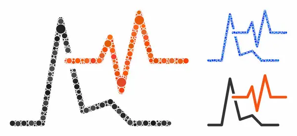 Icône mosaïque ECG de points de cercle — Image vectorielle