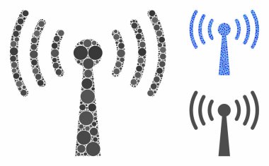 Wi-Fi İstasyonu Çember Noktalarının Mozaik Simgesi