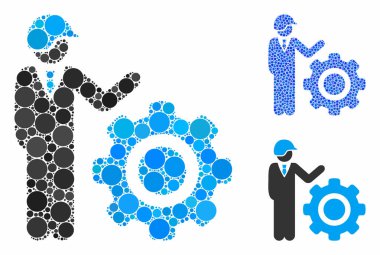 Endüstriyel Vites Mühendisi Mozaik Çember Noktaları Simgesi