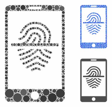 Küresel Ögelerin Akıllı Telefon Parmak izi Tarayıcı Bileşimi Simgesi