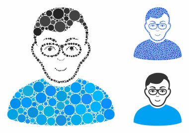 Nerd Man Mosaic Icon of Spheric Items