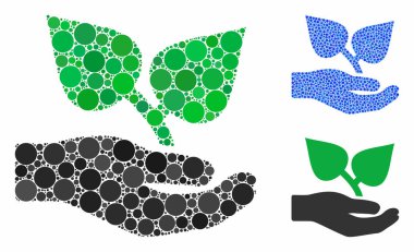 Çember Noktaların Flora Care Hand Kompozisyon Simgesi