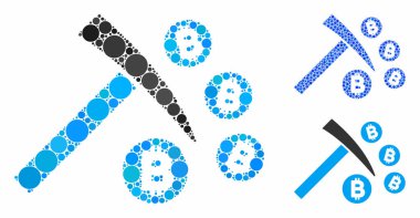 Bitcoin Madencilik Çekici Çember Noktalar Mozaik Simgesi