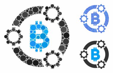 Küresel Ögelerin Bitcoin Havuz İşbirliği Kompozisyon Simgesi