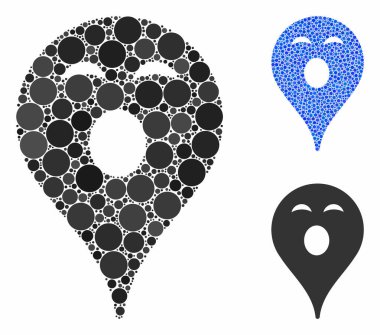 Uykulu Gülücük Haritası İşaretleyici Kompozisyon Yuvarlak Noktaların Simgesi