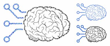Küresel Ögelerin Beyin Bilgisayar Arayüzü Mozaik Simgesi