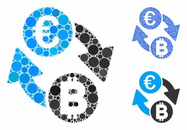 Euro Bitcoin Exchange Coins Composition Icon of Round Dots