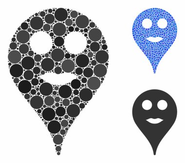 Dudaklar Gülen Harita İşaretleyici Çemberlerin Mozaik Simgesi